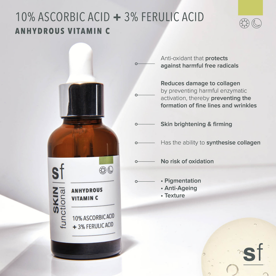 Anhydrous Vitamin C - Anti-Oxidant Complexion Firmer (10% Ascorbic Acid + 3% Ferulic Acid)