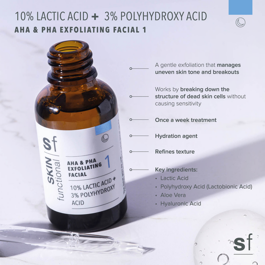 AHA + PHA Exfoliating Facial 1 (10% Lactic Acid + 3% Polyhydroxy Acid)