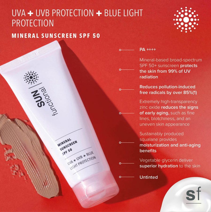 UVA, UVB + Blue Light Protection (Mineral Sunscreen SPF 50)