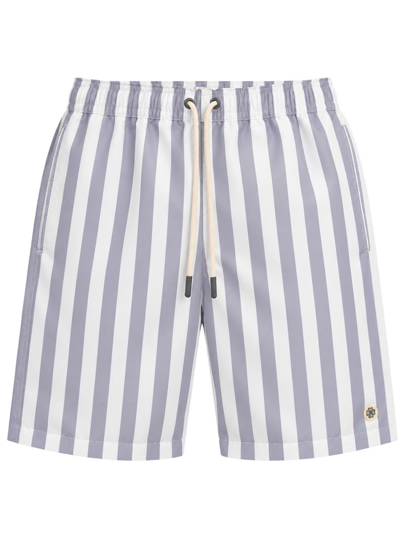 The Byrie Short in Ivory & Grey, front